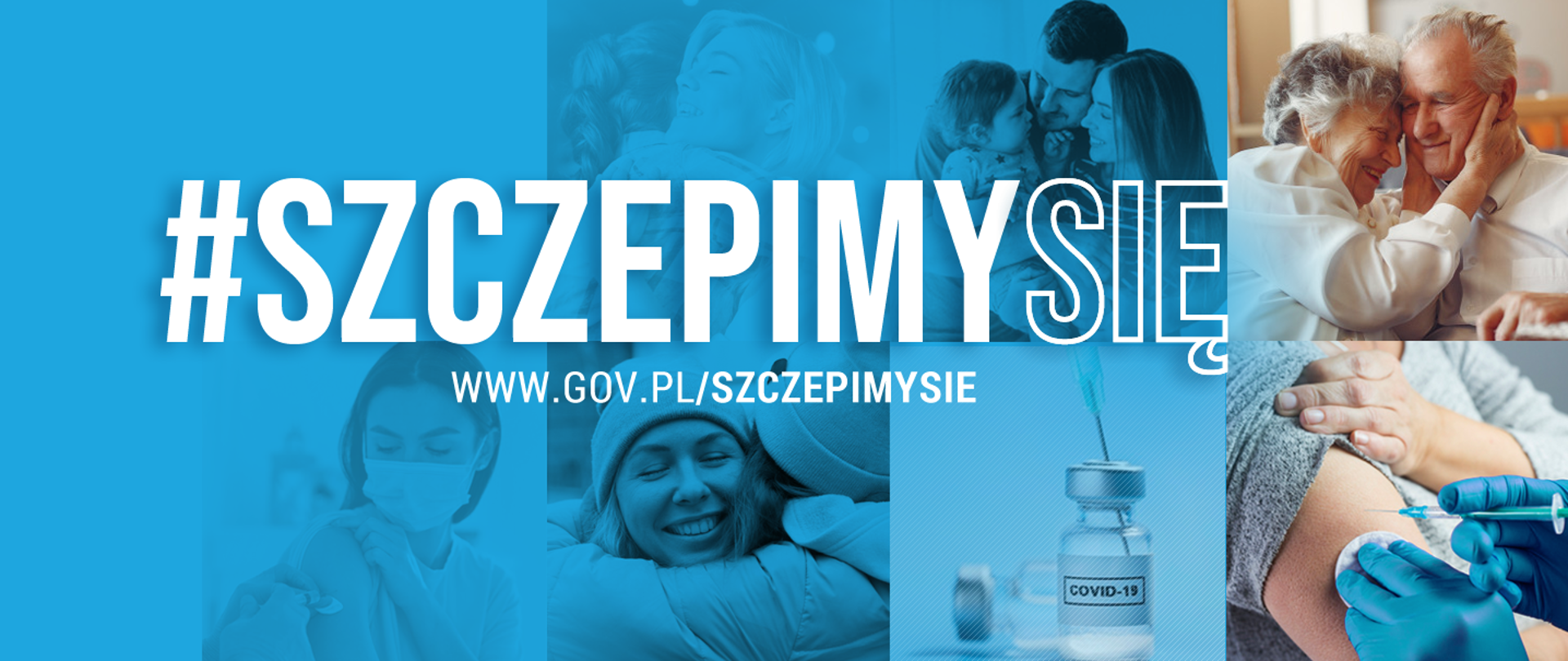 #SzczepimySię - ilustracja przedstawia szczęśliwe osoby które zaszczepiły się przeciwko koronawirusowi