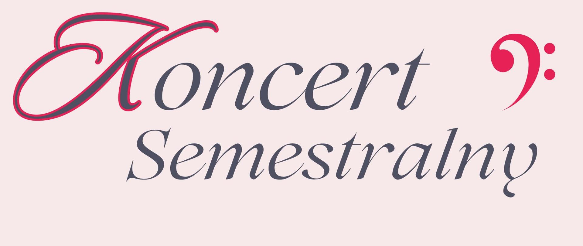 Na różowym tle złote i grafitowe napisy informujące o wydarzeniu muzycznym. W centralnej części obok tytułu klucz basowy w czerwonym kolorze. W dolnej części fragment płyty gramofonowej w szarym kolorze, a na niej kolorowe nutki w towarzystwie gwiazdek oraz logo MOK-u. W nagłówku logo szkoły oraz różowy proporzec w pionowej orientacji z kolorowymi nutkami.