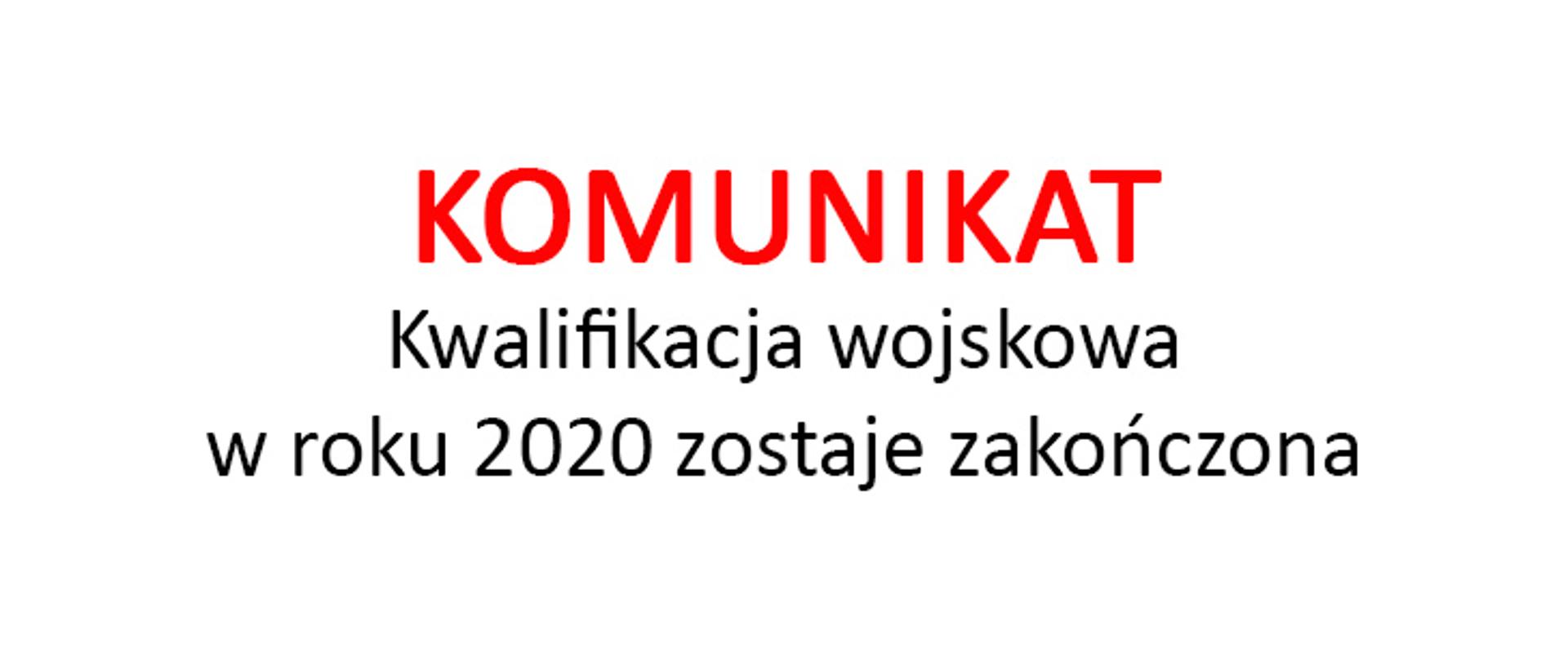 KOMUNIKAT KWALIFIKACJA WOJSKOWA