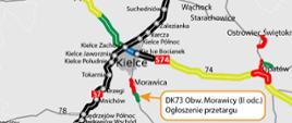 Mapa obw. Morawicy (II odc.) w ciągu DK73