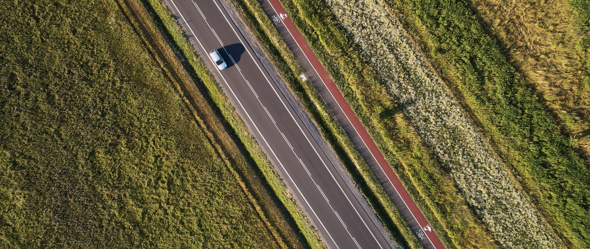 Widok z góry na DK19 Kamień - Górno