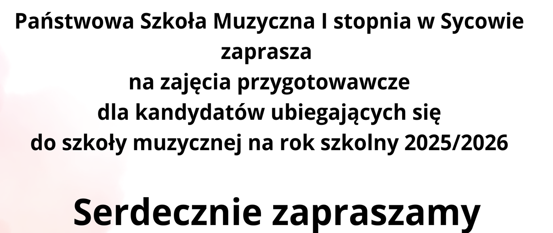 czarne napisy na białym tle z odcieniami błękitu i różu. U dołu grafika imitująca pięciolinię.