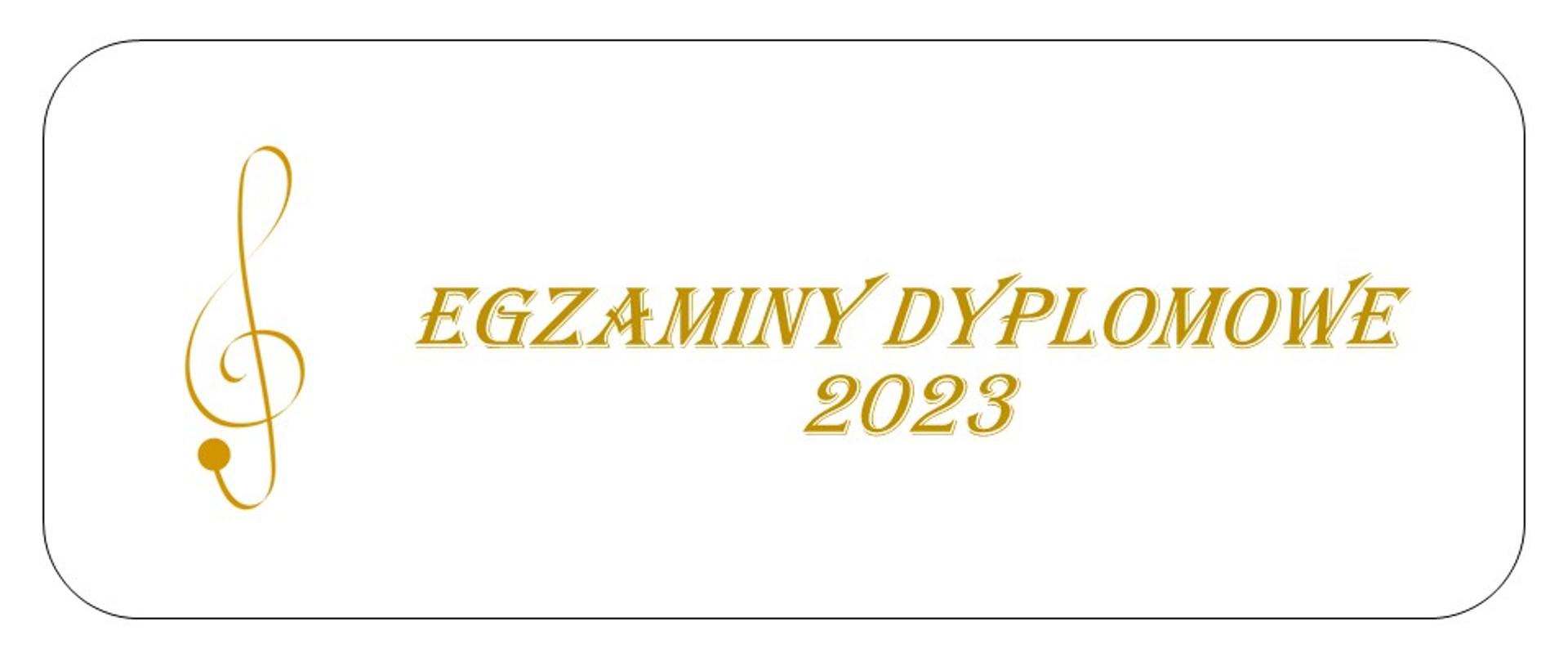 Baner z napisem Egzaminy dyplomowe 2023