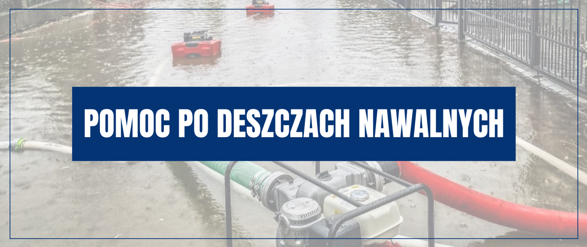 grafika, woda i napis pomoc po deszczach nawalnych