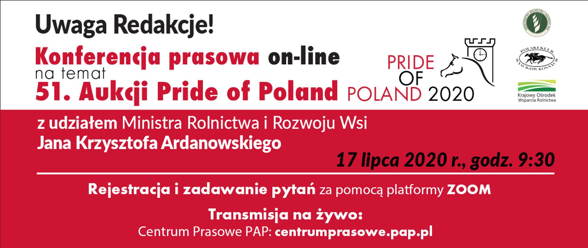Baner z zaproszeniem na 51. aukcję Pride of Poland