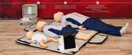 trzy fantomy do nauki prowadzenia resuscytacji krążeniowo – oddechowej u osoby dorosłej, dziecka i niemowlęcia, szkoleniowy defibrylator automatyczny dla osoby dorosłej i dziecka wraz z kompletem elektrod ćwiczebnych oraz upgread do nauki udrażniania dróg oddechowych metodami przyrządowymi i bezprzyrządowymi wraz z tabletem do zapisu i oceny wykonywanych czynności