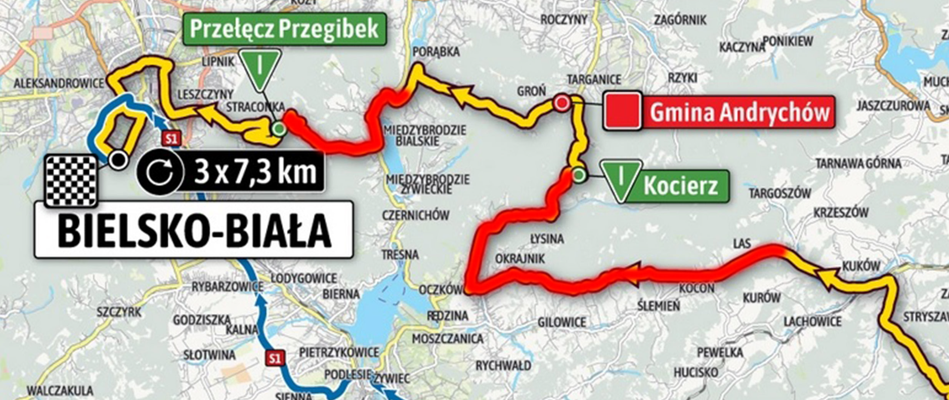 Mapa przejazdu kolarzy podczas 5 etapu 78. wyścigu Tour de Pologne