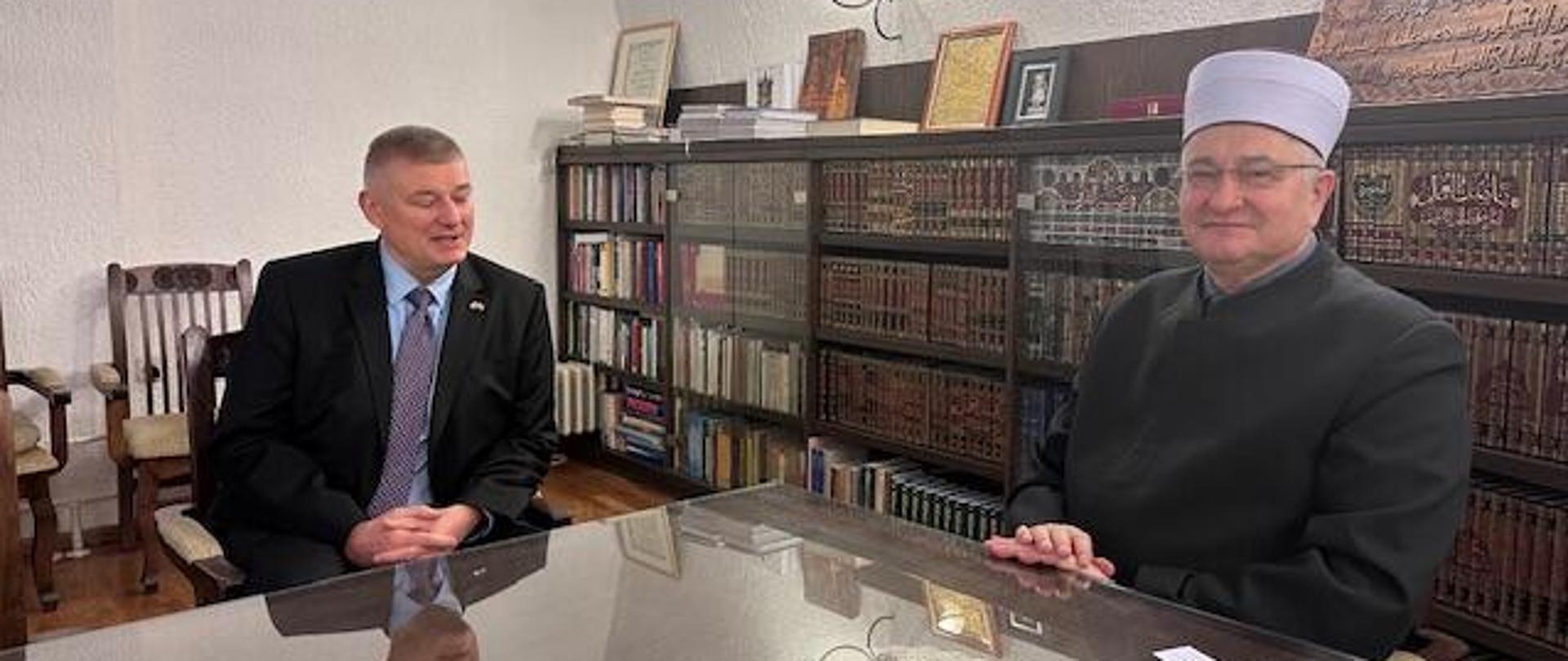Spotkanie Ambasadora Pawła Czerwińskiego z Muftim Islamskiej Wspólnoty Religijnej w Chorwacji, Panem Azizem Hasanoviciem