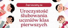 Plakat z grafiką dzieci z podniesionymi dłońmi w geście ślubowania