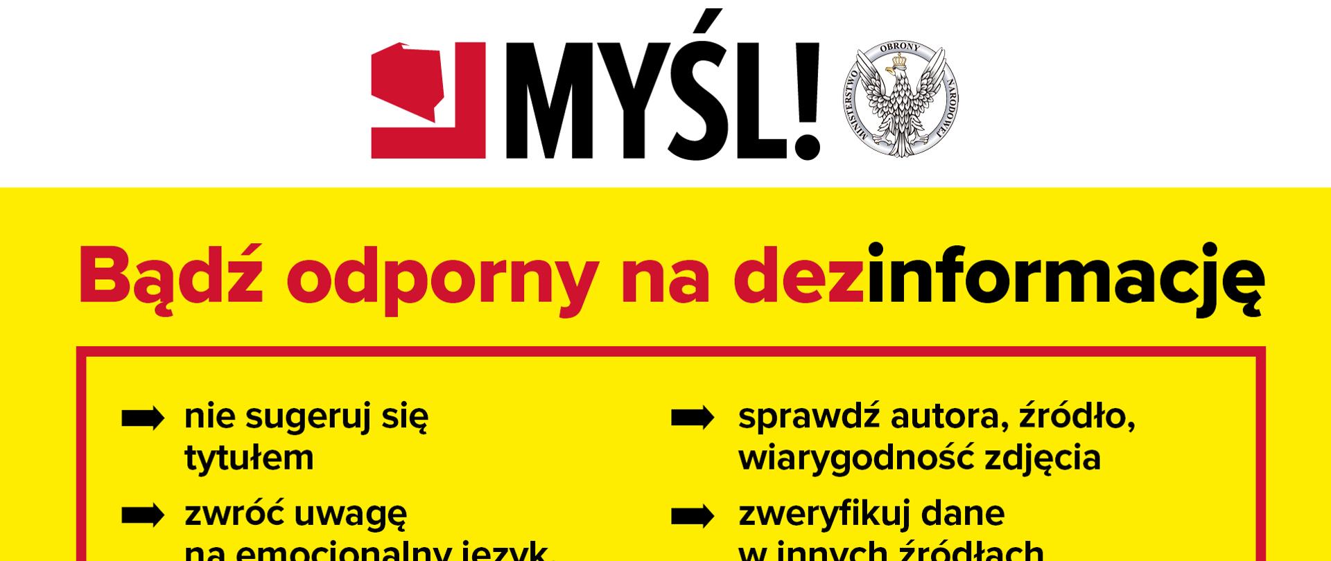 Plansza info. MON - tło żółte a na nim informacje dot. ostrzeżeń