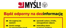 Plansza info. MON - tło żółte a na nim informacje dot. ostrzeżeń