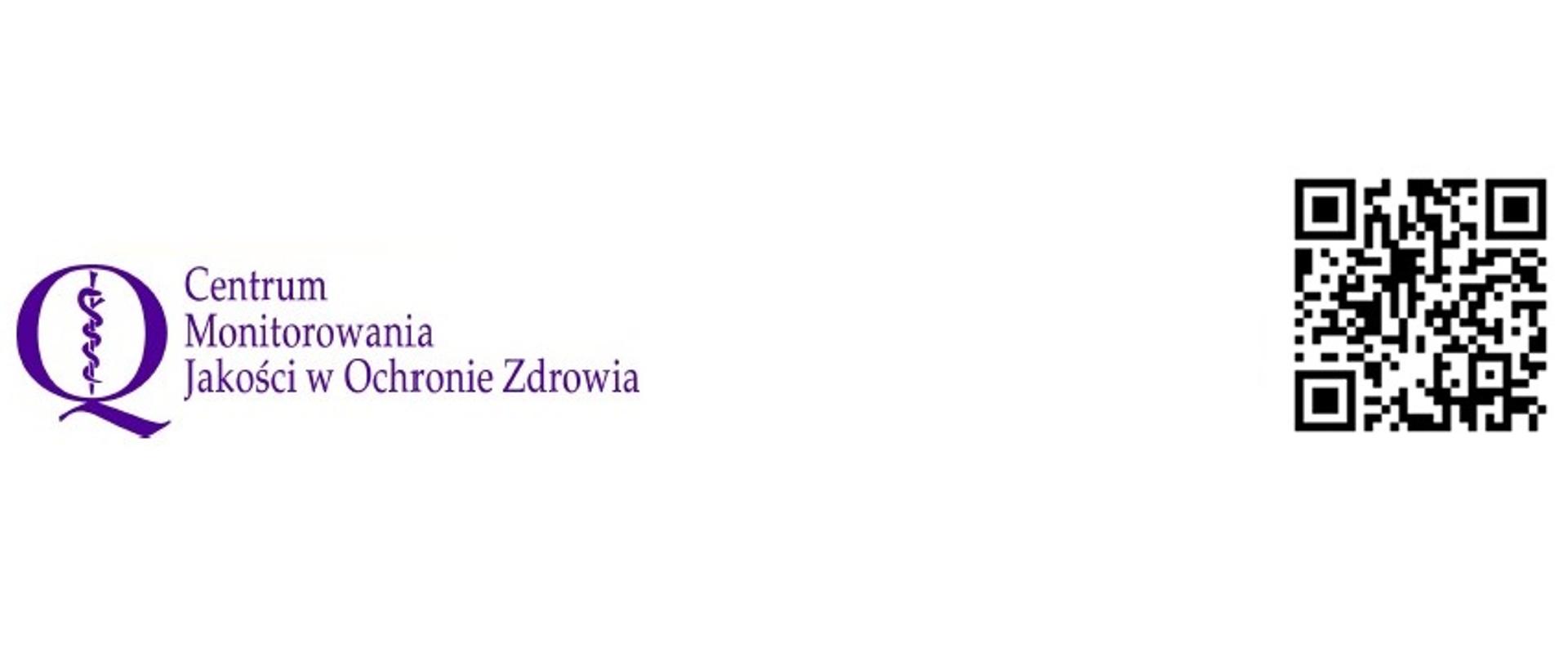 Logo Centrum Monitorowania Jakości w Ochronie Zdrowia z kodem QR do zeskanowania telefonem