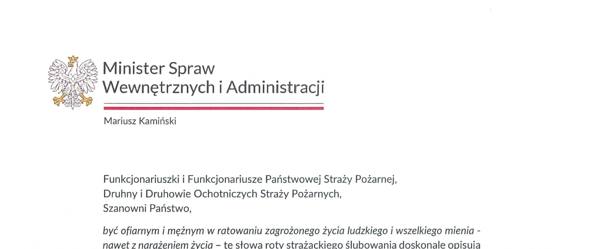 MSWiA List PSP Dzień Strażaka 2023