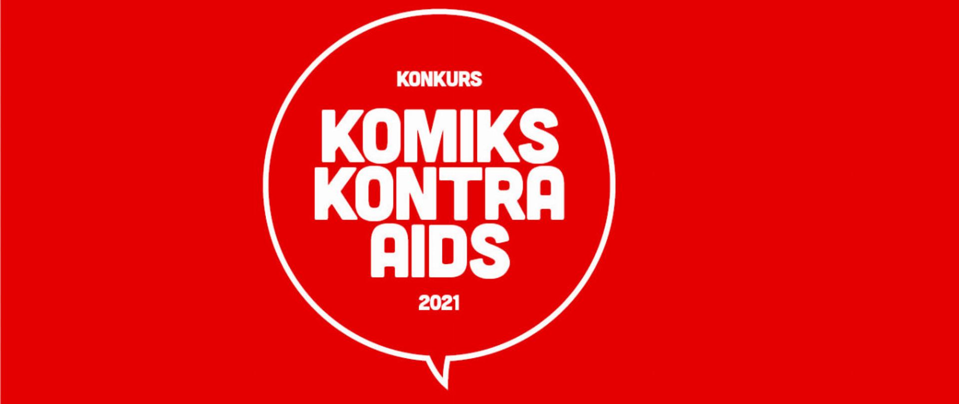 Komiks Kontra AIDS na czerwonym tle