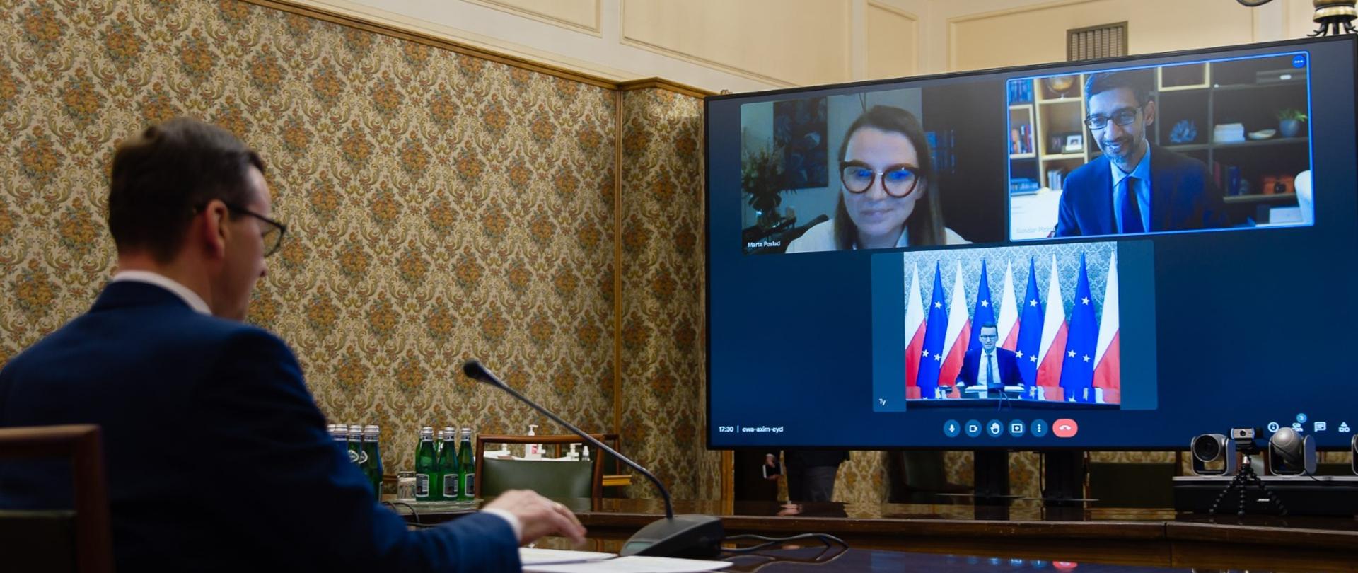 Premier Mateusz Morawiecki rozmawiał z prezesem Google o zapewnieniu bezpieczeństwa w sieci.