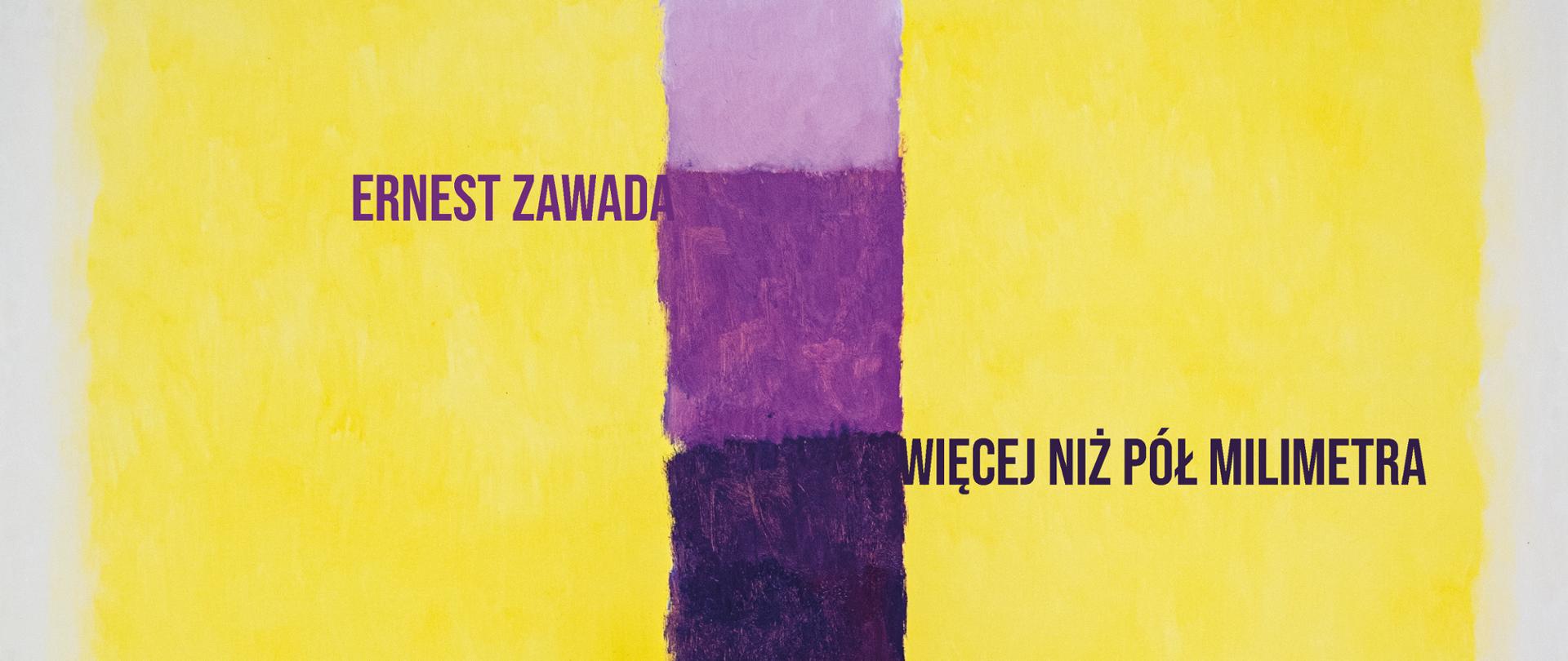 Żółty obraz z pasem kolorowych plam pośrodku