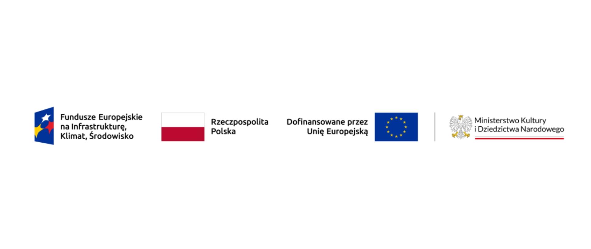 Baner wykonany na białym tle zawiera flagę Polski i Unii Europejskiej oraz logotyp Ministerstwa Kultury i Dziedzictwa Narodowego