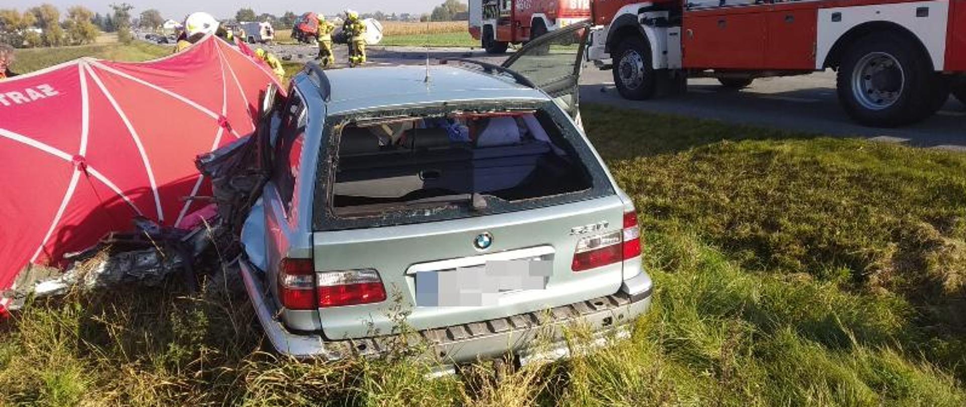 Zderzenie samochodu ciężarowego z osobowym na trasie Makowice - Skoroszyce.