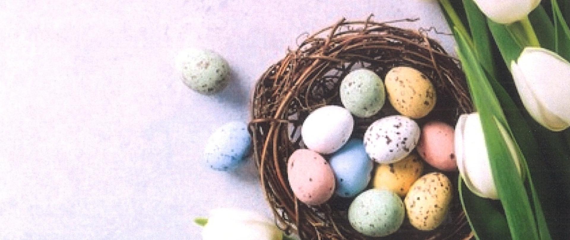 Życzenia Wielkanocne dla PSP i OSP w postaci kartki z nadrukowanym tekstem życzeń