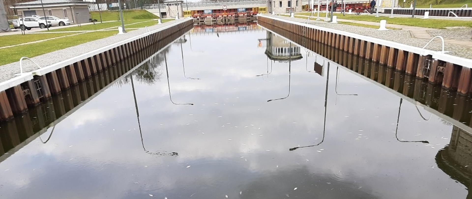 Widok na komorę śluzy Łabędy