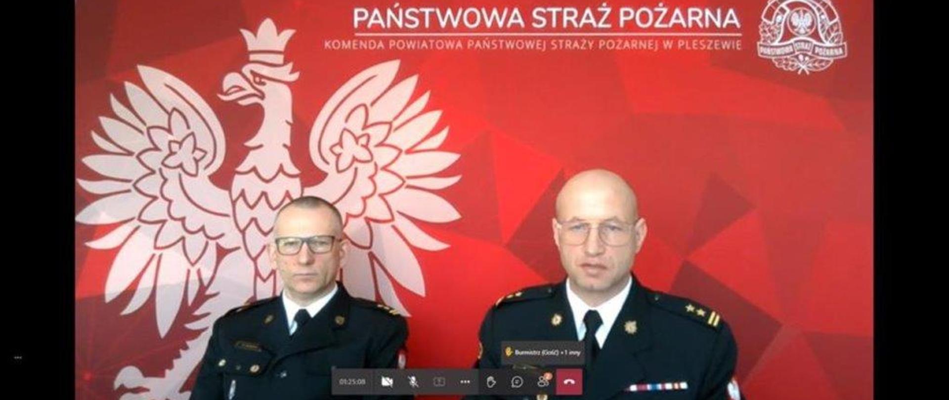 Zrzut ekranu komputerowego na któym widoczni są: Komendant Powiatowy PSP i jego zastępca