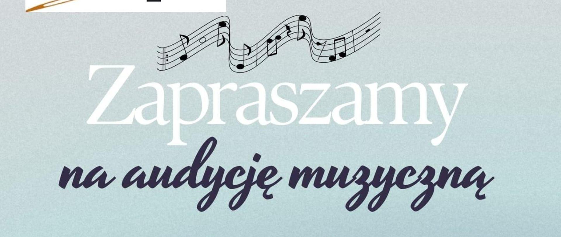 Grafika plakatu to zdjęcie oboju na kilku zeszytach nutowych. Logo szkoły w lewym górnym rogu oraz pięciolinia w kształcie wijącego się węża. Na plakacie znajdują się następujące informacje: Pełna nazwa szkoły- Państwowa Szkoła Muzyczna I i II st. - filia e Jaworkacj, następnie zaproszenie na audycję muzyczną klasy oboju, 24 maja 2024 r. o godz. 16.00