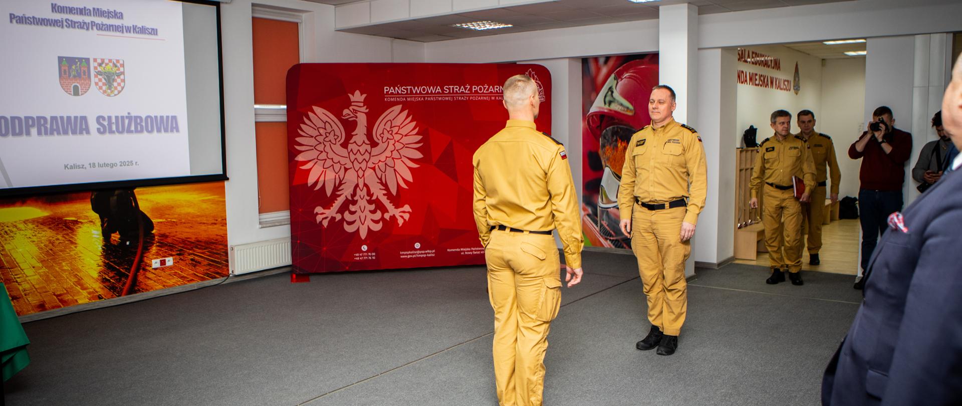 Odprawa służbowa w Komendzie Miejskiej PSP w Kaliszu