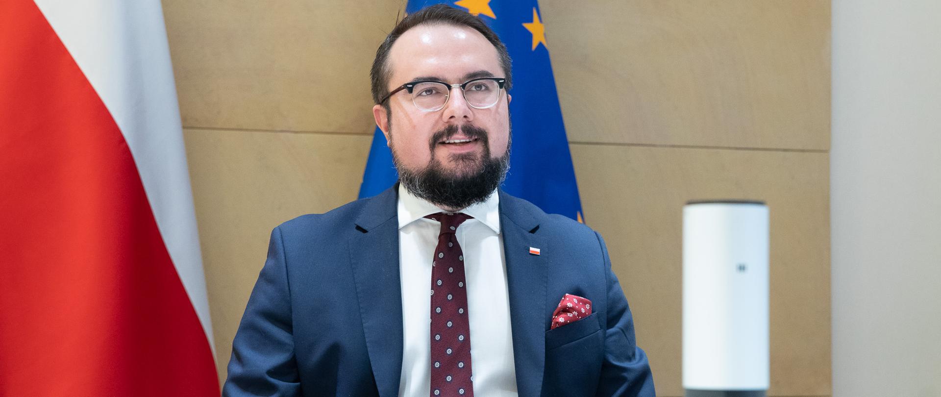 2021.04.12 Warszawa . Minister Pawel Jablonski . Wideokonferencja Bahrajn .
Fot. Tymon Markowski / MSZ