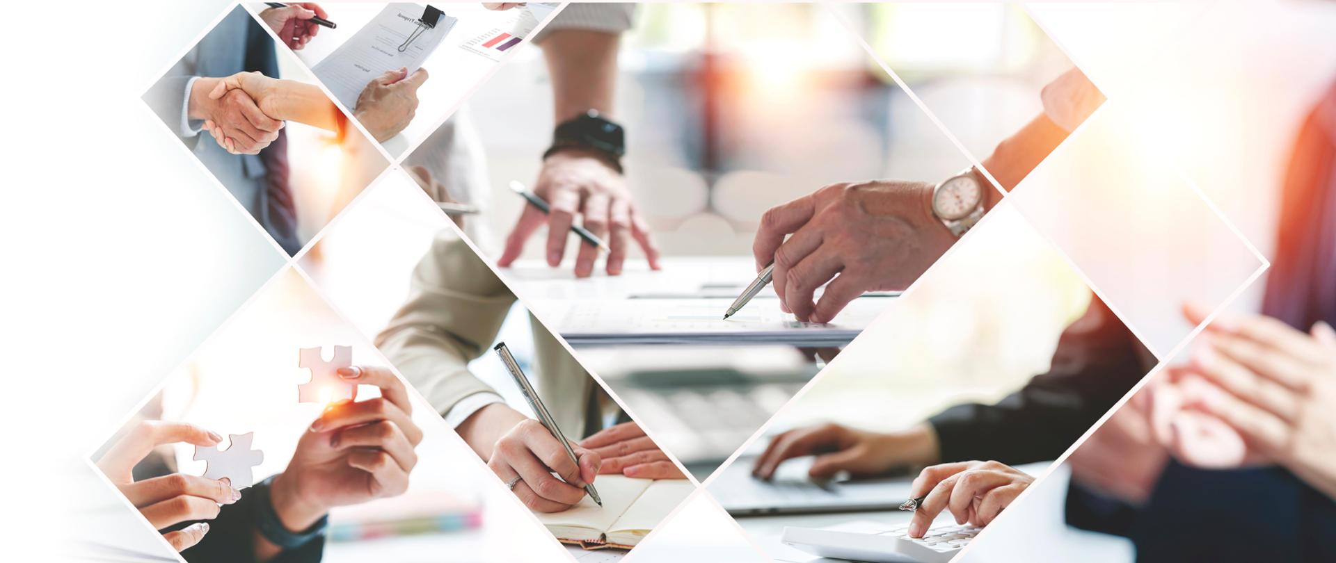 Wizualizacja pracy wielu ludzi nad wspólnym planem pracy.