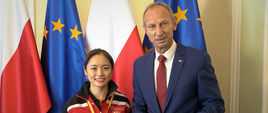 Minister Jan Widera z zawodniczką Li Qian