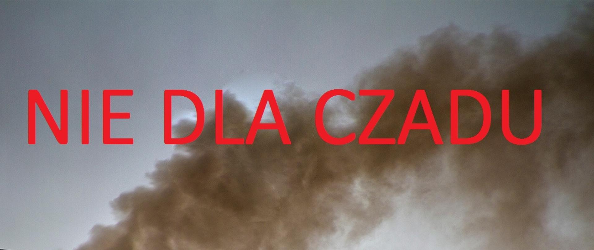 Napis "Nie dla czadu na tle dymu".