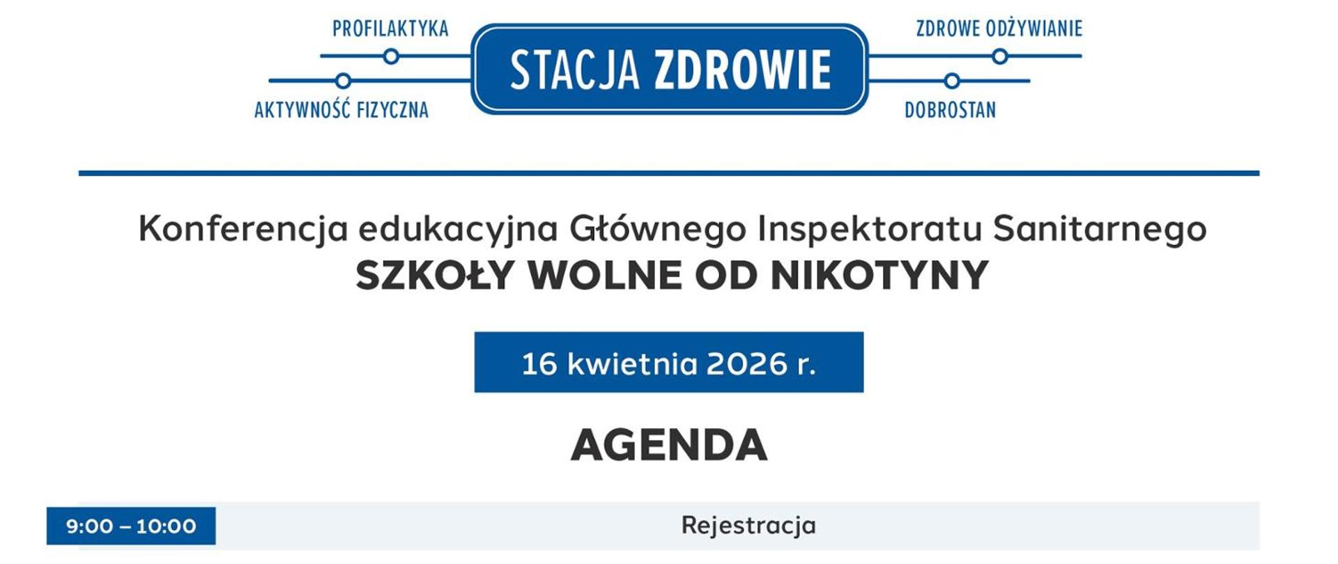 napisy dotyczące konferencji edukacyjnej GIS Szkoły wolne od nikotyny 16 kwietnia 2026r