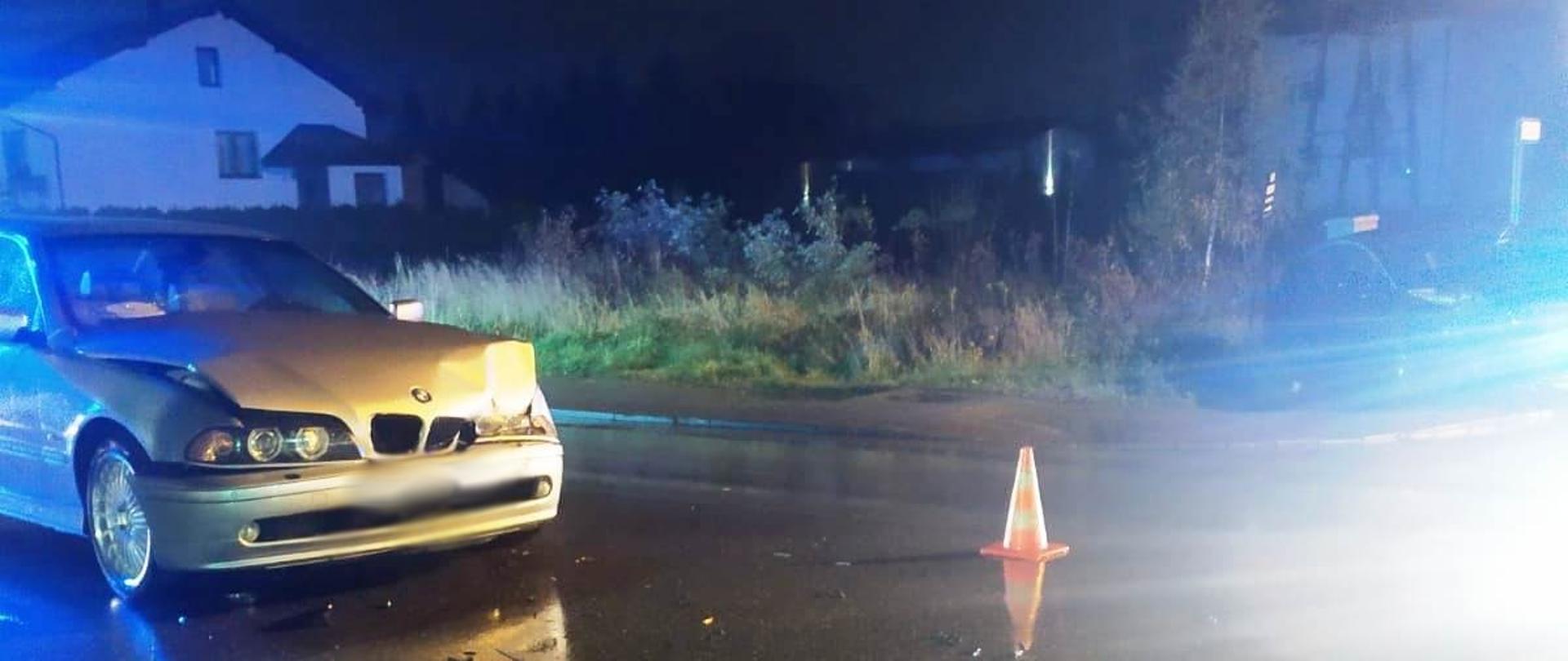 Samochód osobowy z rozbitym przodem