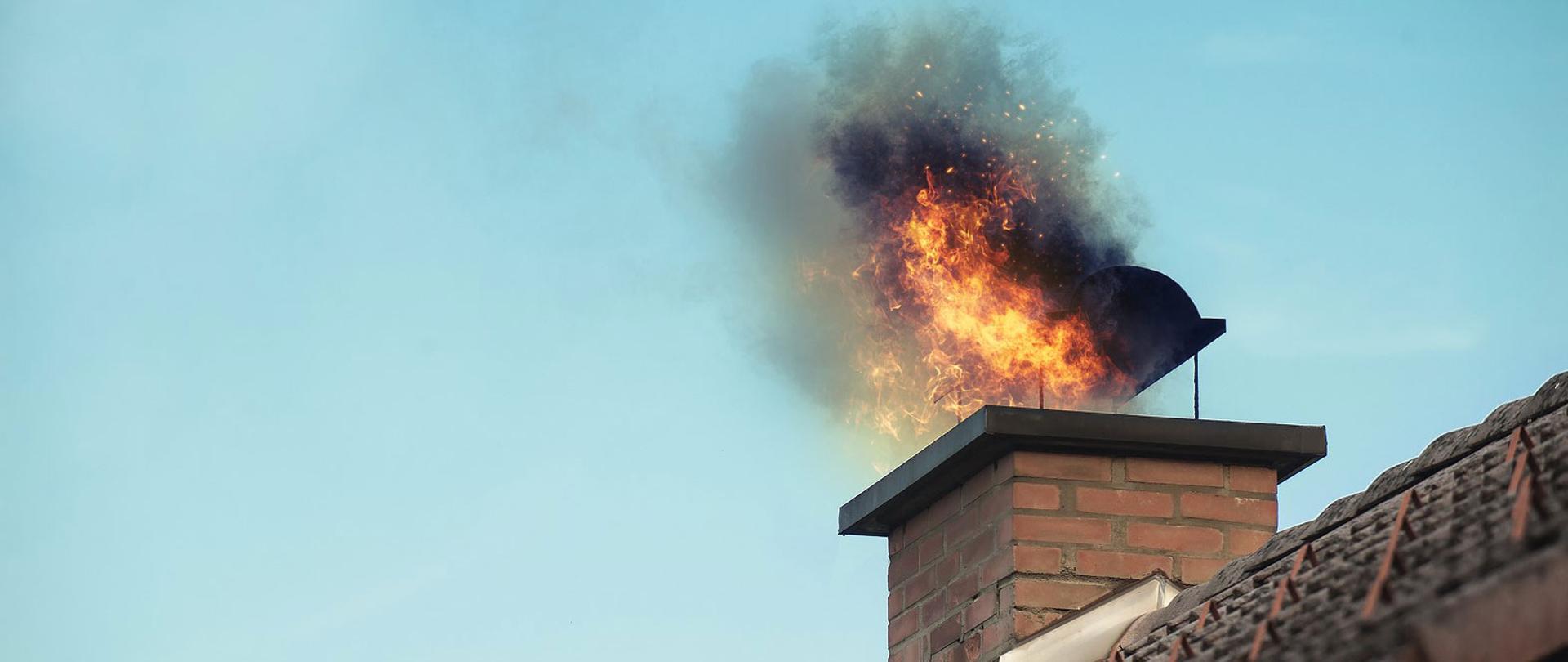 Pożar sadzy w przewodzie kominowym murowanym