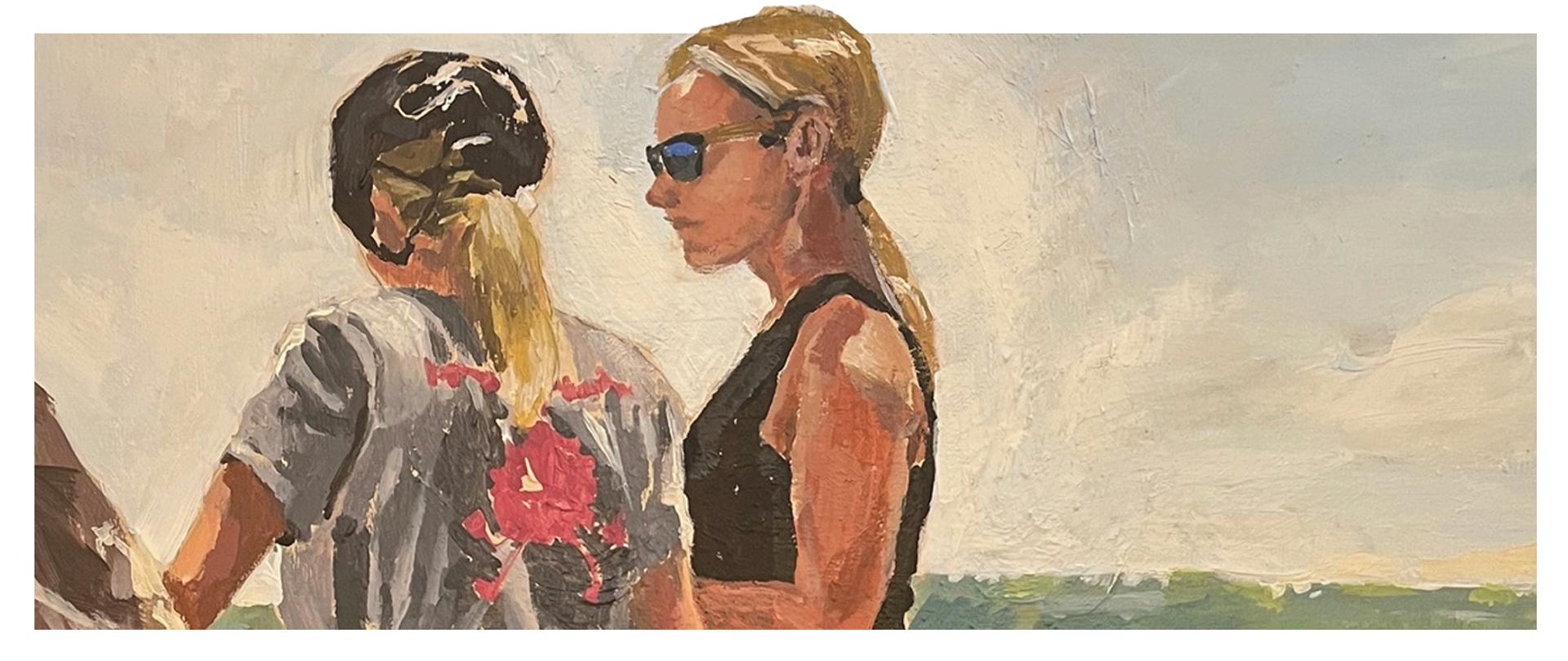 namalowane dwie kobiety w plenerze