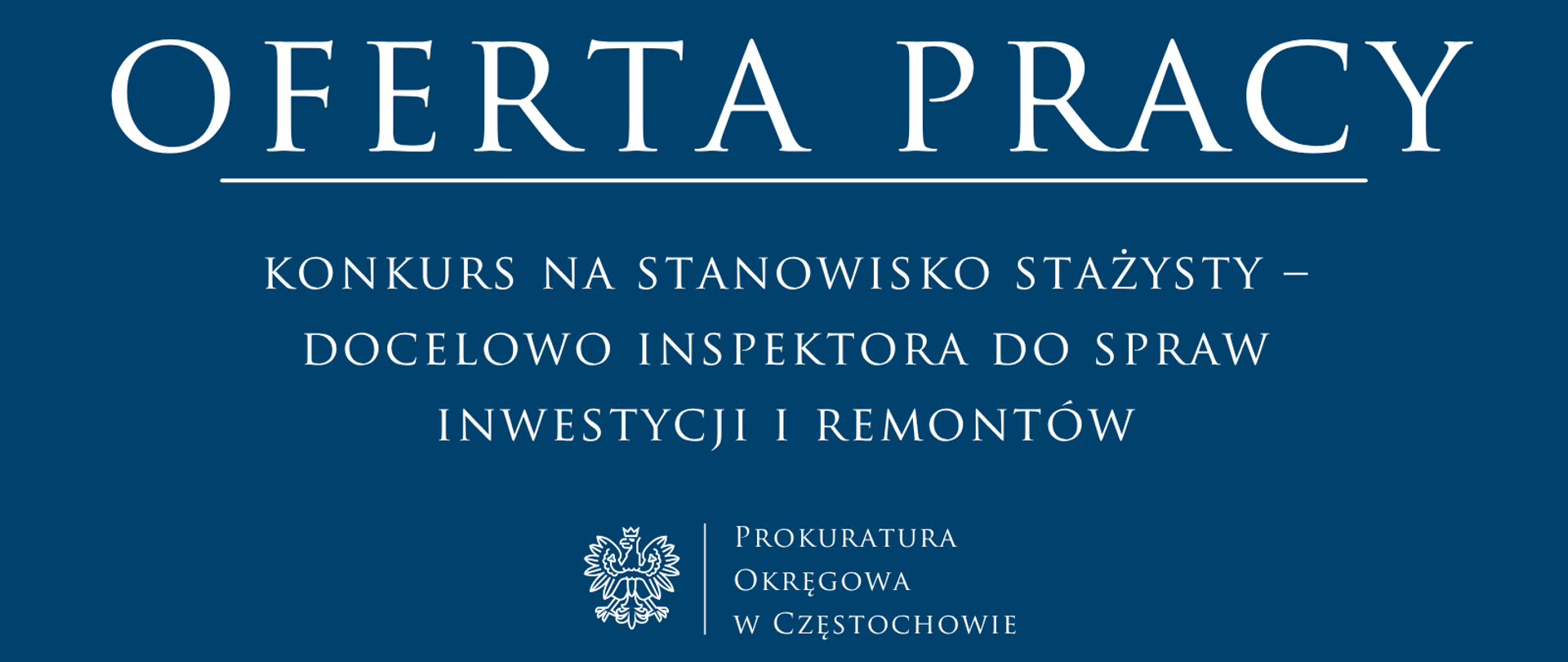 konkurs na stanowisko stażysty – docelowo inspektora do spraw inwestycji i remontów
