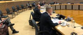 Minister of Economic Development and Technology Piotr Nowak sits by the table at the Brussels meeting of the European Battery Alliance (EBA)