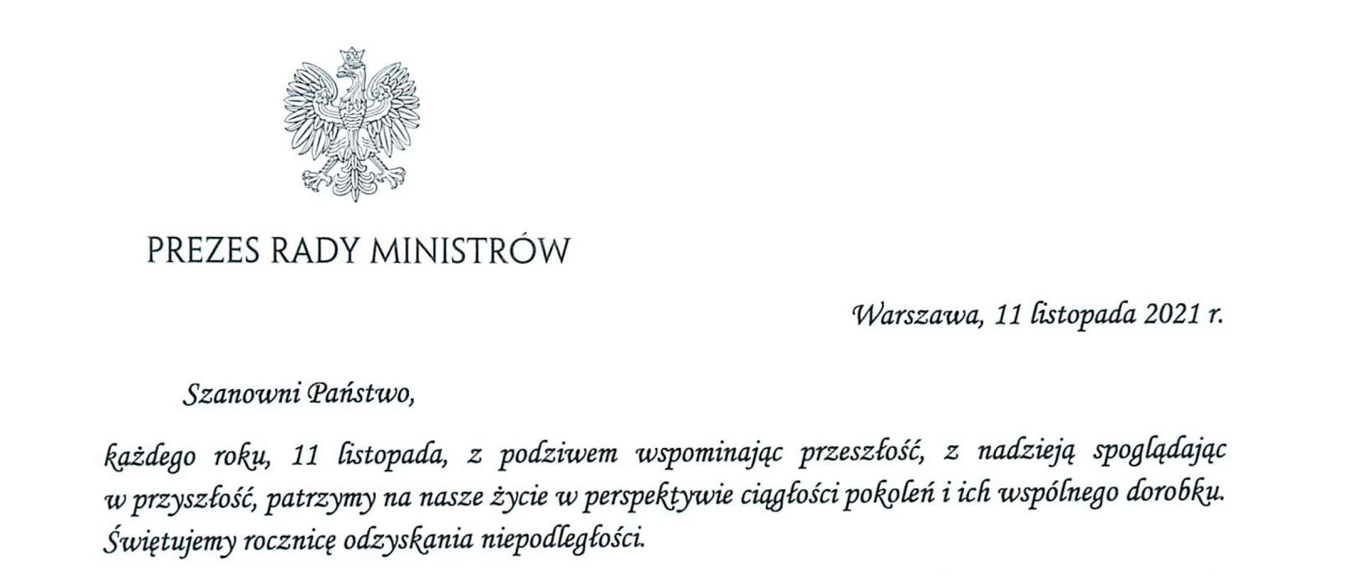 List Prezesa Rady Ministrów do członków korpusu służby cywilnej