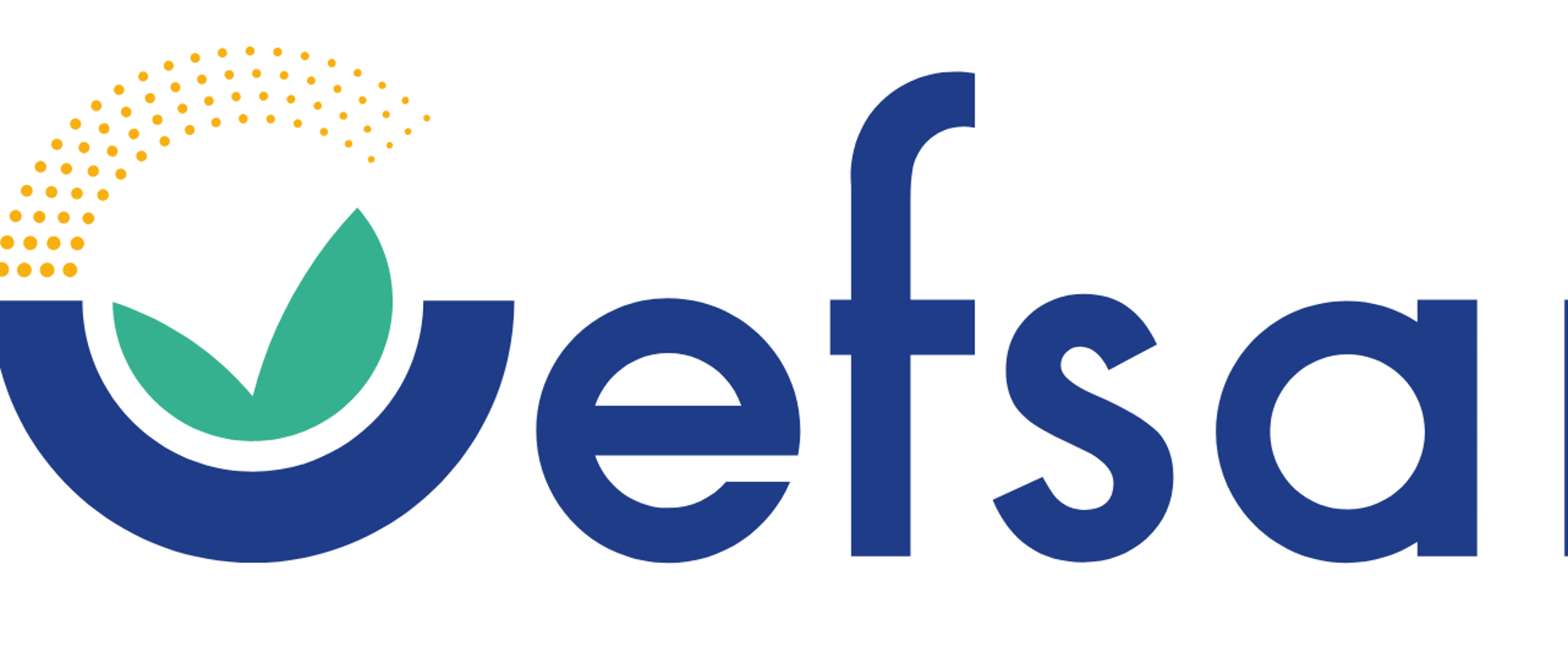 Logotyp EFSA, niebieski napis efsa na białym tle, obok flaga UE