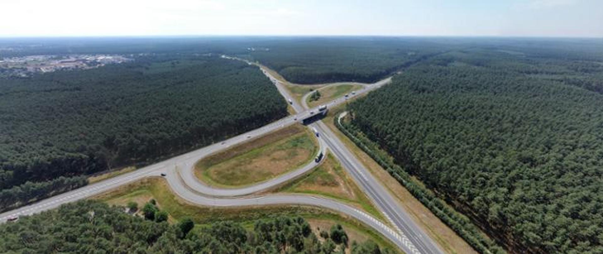 Widok na węzeł Toruń Zachód w kierunku wschodnim