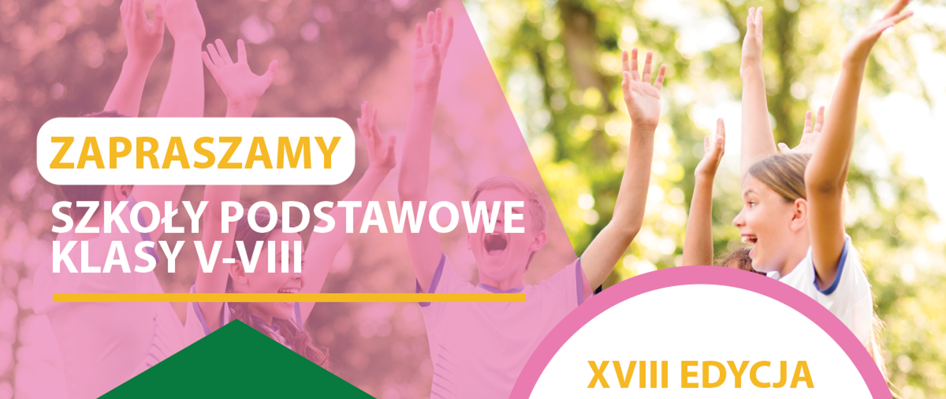 białe napisy na temat programu Trzymaj Formę na zielono-różowym tle