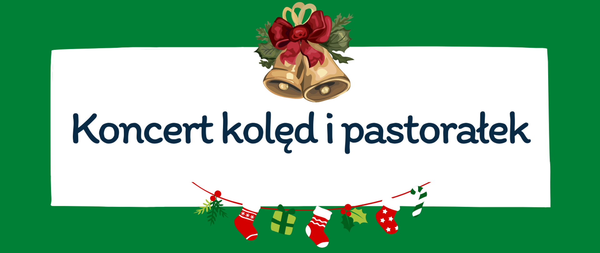 grafika na zielonym tle informująca o koncercie kolęd