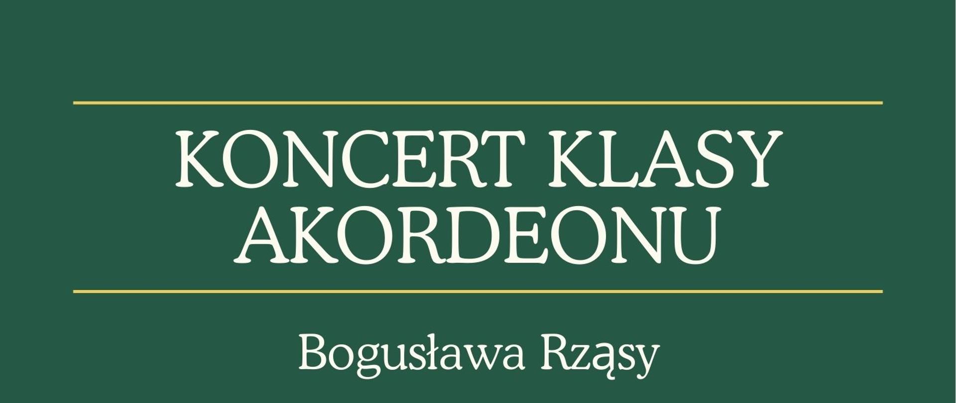 Zdjęcie akordeonu, koloru brązowego, pod nim informacje o koncercie.