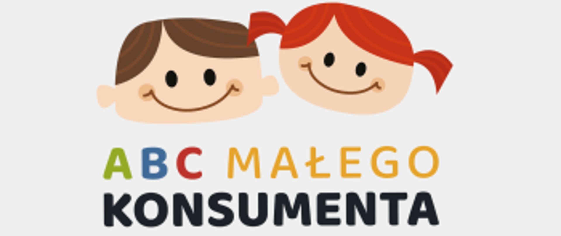 rysunek roześmianych twarzy chłopczyka i dziewczynki. Pod nimi napis abc małego konsumenta