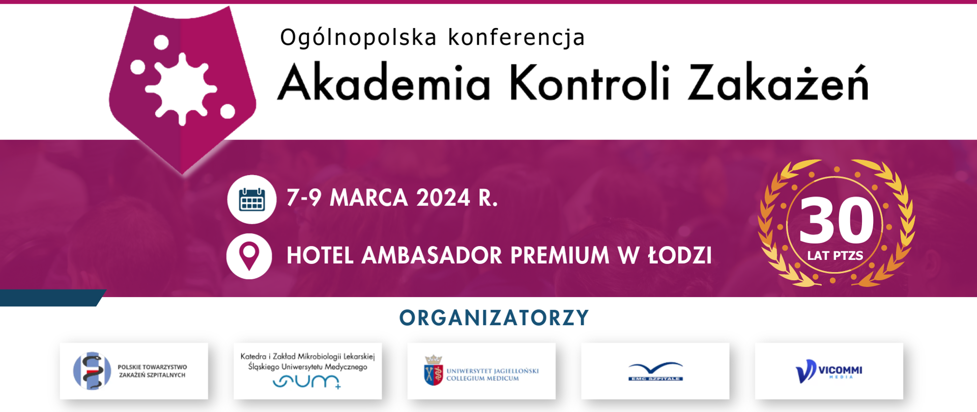 Baner na Konferencję Akademia Kontroli Zakażeń