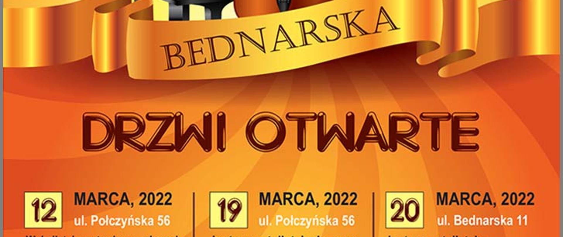 Afisz - Dni otwarte Szkoły - 12, 19 i 20 marca 2022
