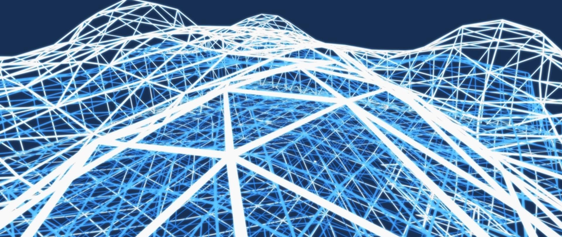 przecinające się linie tworzące wspólnie plątaninę figur geometrycznych