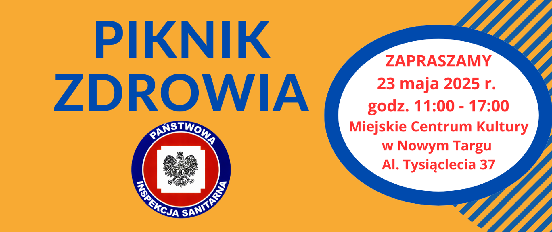 Grafika z napisem Piknik zdrowia i datą wydarzenia