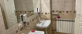 Pomieszczenie sanitarne - łazienka wyłożone płytkami
