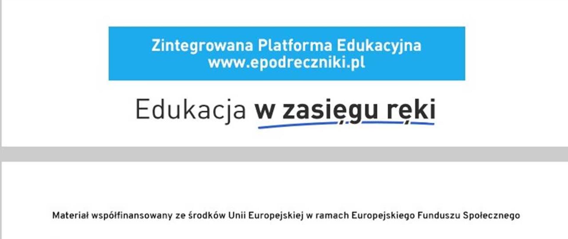 Grafika z napisem Edukacja w zasięgu ręki – kompendium wiedzy dla wszystkich.
